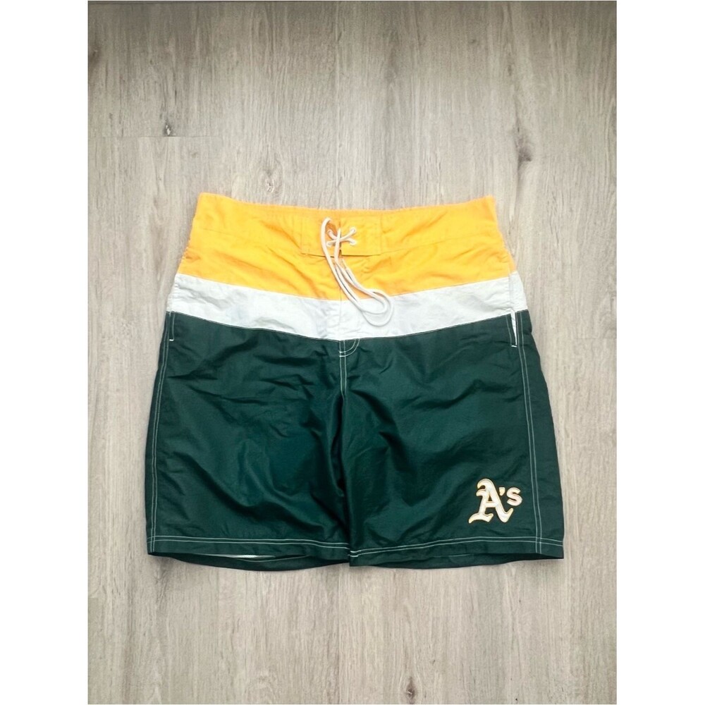 Vintage Oakland A’s Athletics Swim Trunks Board Shorts Green Gold White XL GIII